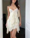 Cute A line Straps Ivory Short Chiffon Homecoming Dresses Cocktail Dress HZ1024