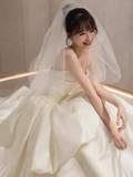 Unique Ball Gown Sweetheart Satin Long Wedding Dress HZ1024