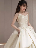 Unique Ball Gown Sweetheart Satin Long Wedding Dress HZ1024