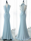 French Romantic Halter Neck Satin Mermaid Elegant Bridesmaid Dress HZ1024