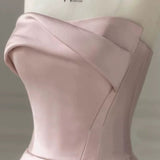 Modest A line Strapless Long Light Pink Prom Dresses Evening Party Dress HZ1024