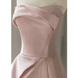 Modest A line Strapless Long Light Pink Prom Dresses Evening Party Dress HZ1024