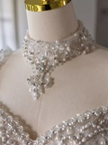 Princess Ball Gown Long Sleeves Satin Wedding Dresses HZ1024