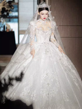 Princess Ball Gown Long Sleeves Lace Wedding Dresses HZ1024