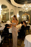Sexy Mermaid Strapless Slim Fit Champagne Sequin Prom Dress Long Evening Dresses HZ1024