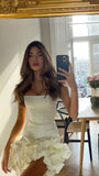 Sexy Sheath Straps Short Ivory Ruffles Homecoming Dresses 21st Birthday Outfits HZ1024