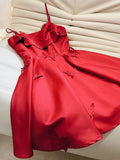 Simple A Line Spaghetti Straps Red Short Homecoming Dresses 18th Birthday Outfit HZ1024