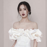 Sexy Sheath Strapless White Satin Short Homecoming Dresses 18th Birthday Outfit HZ1024