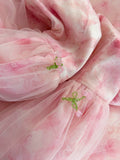 Elegant A Line Square Neckline Pink Floral Tulle Prom Dress Evening Dresses HZ1024