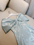 Modest A Line Straps Off The Shoulder Short Blue Homecoming Dresses Party Dress HZ1024