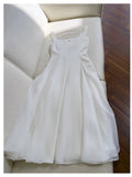 Simple A line Straps White Chiffon Ankle Length Prom Dress Formal Dresses HZ1024