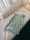 Modest Sheath Straps Sequin Green Short Homecoming Dresses Birthday Outfits With Beads HZ1024