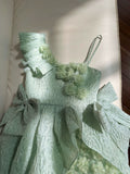 Pretty Ball Gown Straps Mint Green Lace Flowers Homecoming Dresses Birthday Outfits With Bow HZ1024
