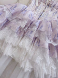 Sexy Ball Gown Spaghetti Straps Lilac Flowers Homecoming Dresses Birthday Outfits HZ1024
