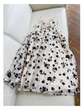 Modest A line Spaghetti Straps Black Floral Prom Dress Formal Dresses HZ1024