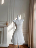 Modest A line Spaghetti Straps White Lace Short Homecoming Dresses Birthday Outfit HZ1024