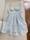 Modest A line Spaghetti Straps Light Skye Blue Lace Short Homecoming Dresses Birthday Outfit HZ1024