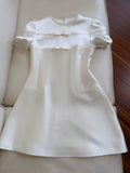 Simple A Line Scoop White Short Satin Homecoming Dresses Birthday Outfit HZ1024