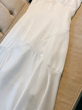Sexy Mermaid Short Sleeves White Ankle Length Prom Dress Formal Dresses With Bow HZ1024