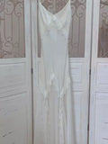 Simple Sheath Spaghetti Straps Ivory Long Prom Dress Formal Dresses With Pearls HZ1024