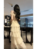 Modest A line Spaghetti Straps Long White Chiffon Prom Dress Evening Dresses HZ1024