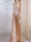 Modest Sheath Spaghetti Straps Pink Long Prom Dresses Evening Dress HZ1024