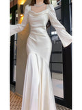 Vintage Sheath Strapless Ivory Long Sleeves Prom Dresses HZ1024