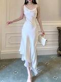 Vintage Sheath Spaghetti Straps Ivory Long Prom Dresses HZ1024