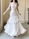 Pretty Sheath Spaghetti Straps Ivory Long Prom Dresses HZ1024