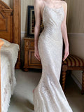 Pretty Sheath Halter Sequin Long Prom Dresses Sexy Evening Dress HZ1024