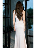 Classy Sheath Straps Sleeveless Ivory Satin Knee Length Prom Dresses Evening Dress HZ1024