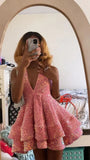 16th Birthday Outfit black Girl Hoco Dress Pink Sequin Homecoming Dresses HZ1024