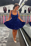 Sexy Sequin Scoop A-line Short Homecoming Dress HZ1024