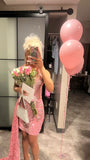 Sexy Sheath Scoop Neckline Women Sequin Pink Homecoming Dress With Beads HZ1024