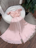 Sexy A Line Off The Shoulder Strapless Pink Long Prom Dresses Evening Dress With Ruffles HZ1024