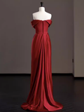 Sexy Mermaid Red Off The Shoulder Long Prom Dresses Satin Birthday Outfits HZ1024