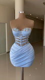 Sexy 18th Birthday Outfits Sheath Homecoming Dress Short Mini Party Dress With Beads HZ1024