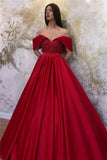 Pretty Long A-line Off-the-shoulder Satin Sweetheart Formal Prom Dresses HZ1024