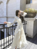 Gorgeous A line Chiffon Long Sleeves White Prom Dress With Layers HZ1024