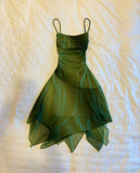 20th Birthday High Low Spaghetti Straps Green Chiffon Homecoming Dresses Short Party Dress HZ1024
