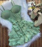 18th Birthday A Line Spaghetti Straps Mint Green Chiffon Ruffles Homecoming Dresses Short Mini Birthday Dress HZ1024