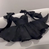 Simple A Line Straps Short Black Homecoming Dress HZ1024