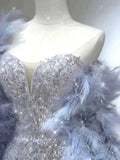 Elegant Mermaid Sweetheart Neckline Silver Sequin Evening Dress Long Prom Dresses HZ1024