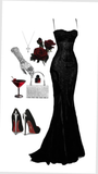 Elegant Mermaid Spaghetti Straps Black Lace Long Prom Dress Birthday Outfits HZ1024