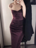 Gorgeous Mermaid Spaghetti Straps Grape Sequin Evening Dress Prom Dresses Birthday Outfits HZ1024