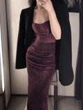Gorgeous Mermaid Spaghetti Straps Grape Sequin Evening Dress Prom Dresses Birthday Outfits HZ1024