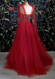 Gorgeous Red Long Evening Dress Prom Dresses Birthday Outfits HZ1024