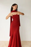 Pretty Mermaid Strapless Burgundy Long Prom Dress Evening Dresses HZ1024
