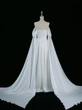 Pretty A Line Off The Shoulder White Satin Long Prom Dresses Party Evening Dress HZ1024
