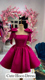 Elegant A line Straps Hot Pink Party Dress Homecoming Dresses HZ1024